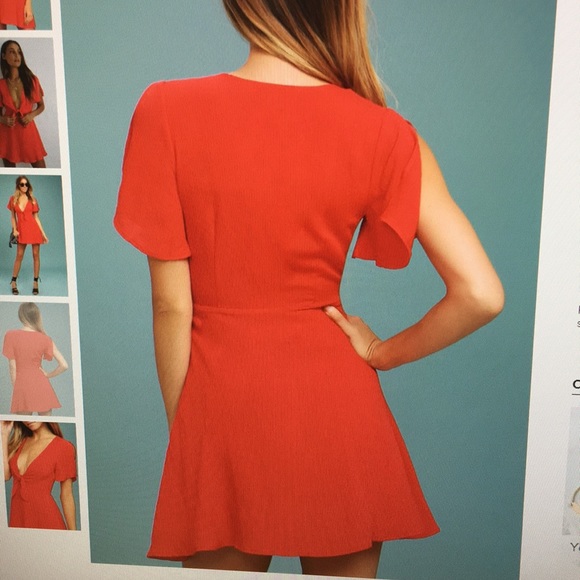 Red front tie dress - Picture 2 of 4